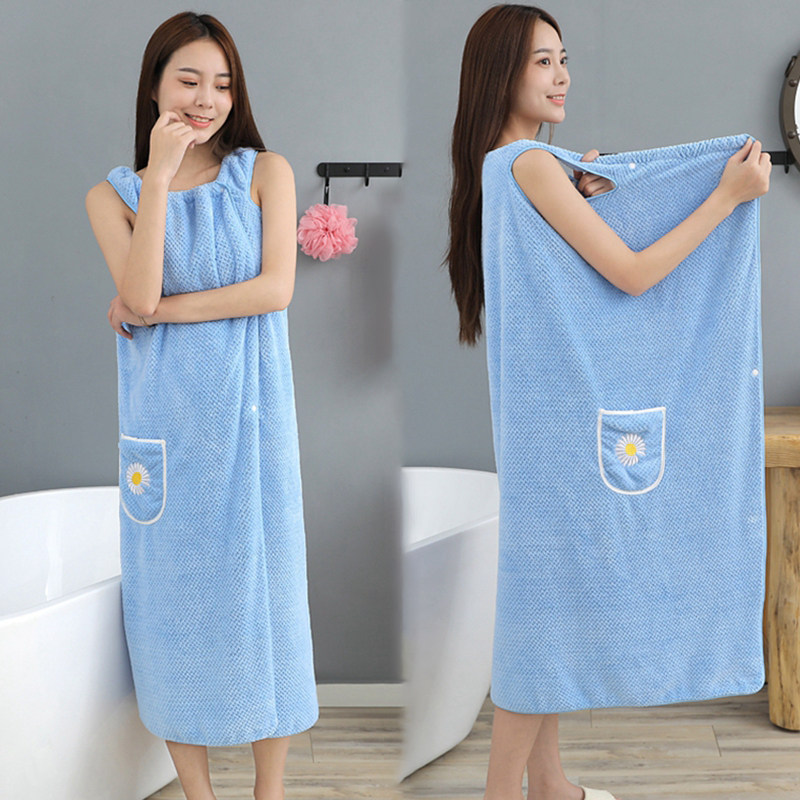 サウナグッズ 花刺繍ポケット付き着用式サウナタオル
