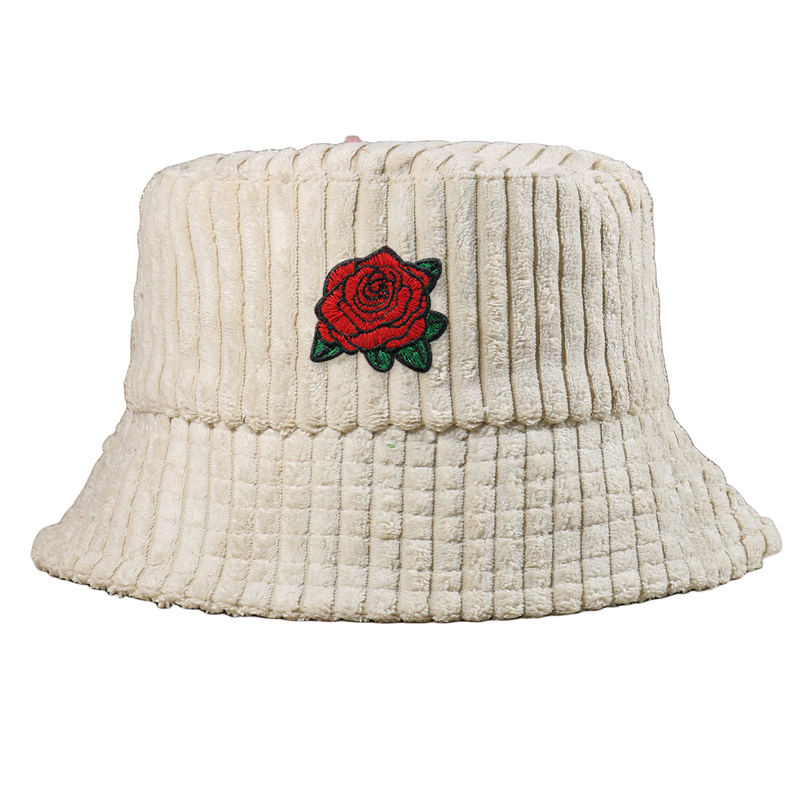 サウナグッズ 薔薇刺繍入りコーデュロイサウナハット