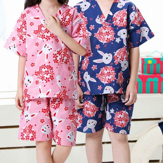 サウナグッズに最適！花柄ピンク甚平セット
