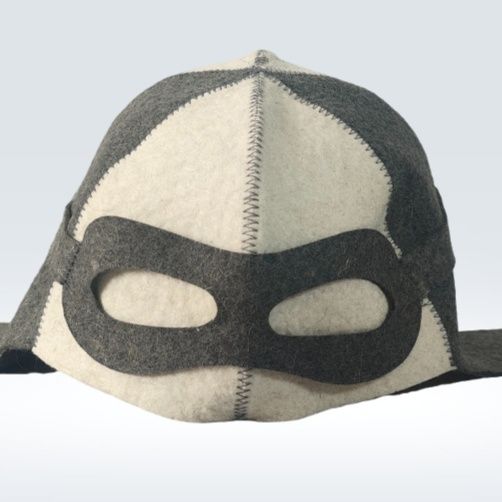 サウナグッズ 仮面デザイン羊毛フェルト製つば付きサウナハット