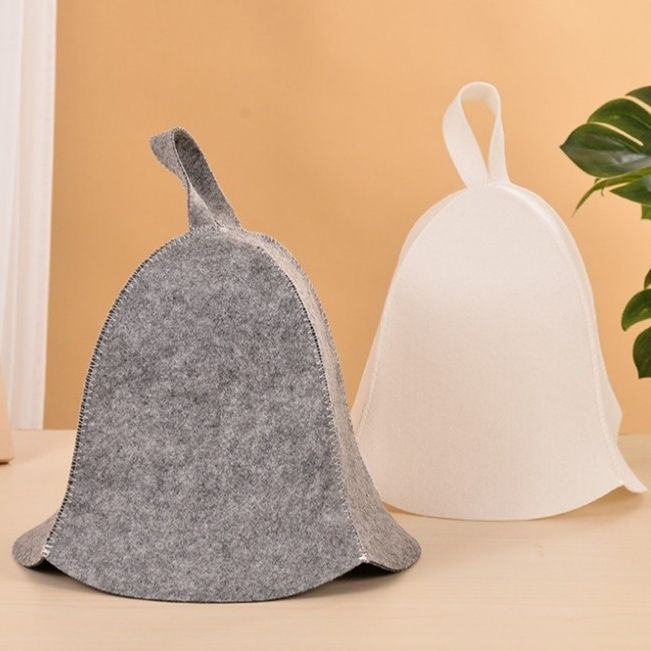 サウナグッズ 耳当て付き鐘型フェルトサウナハット