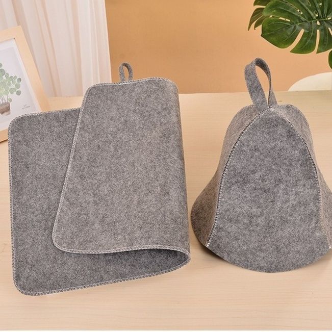 サウナグッズ 耳当て付き鐘型フェルトサウナハット