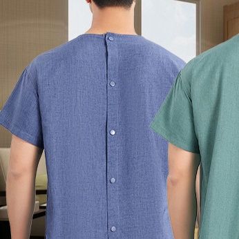 サウナグッズ 背面開閉式さらり麻混半袖サウナウェア