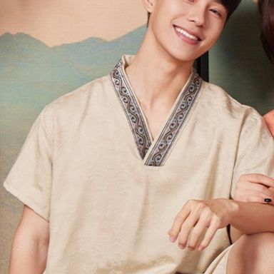 サウナグッズ 和風柄刺繍襟付き上下セットサウナウェア