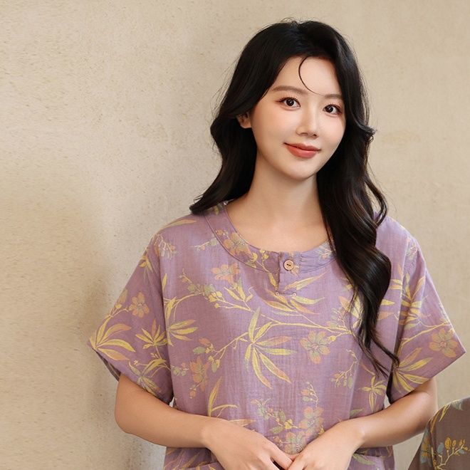 サウナグッズ 植物柄上下セット男女兼用サウナウェア