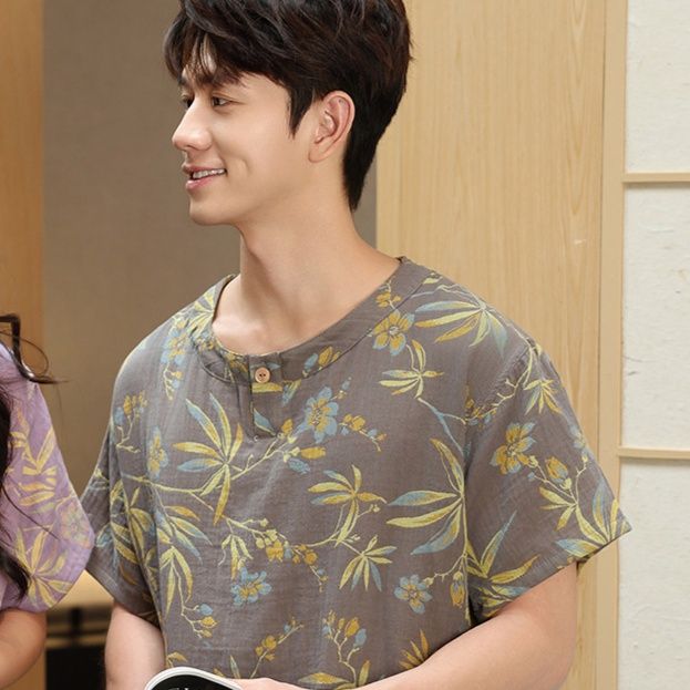 サウナグッズ 植物柄上下セット男女兼用サウナウェア