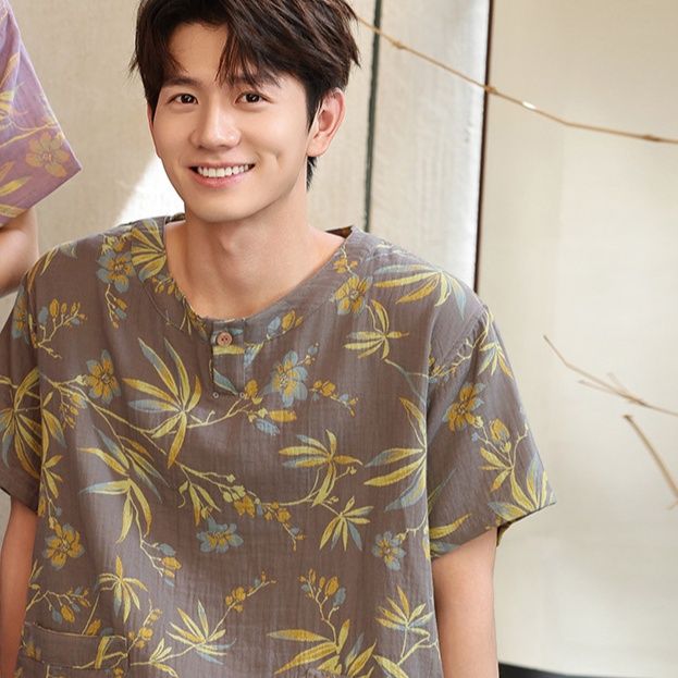 サウナグッズ 植物柄上下セット男女兼用サウナウェア