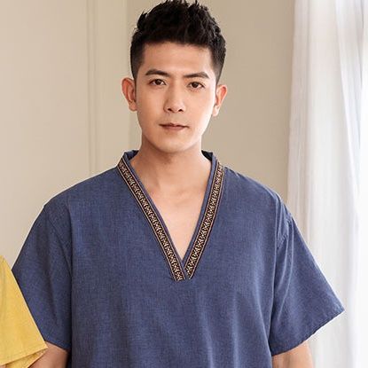 サウナグッズ 和風襟飾り付き上下セット半袖サウナウェア