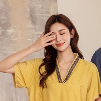 サウナグッズ 和風襟飾り付き上下セット半袖サウナウェア