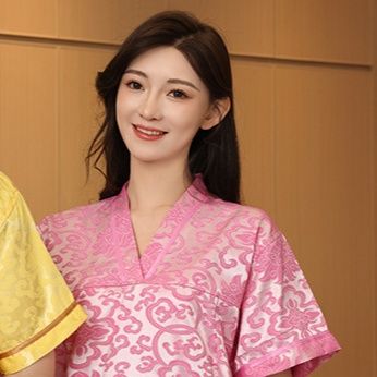 サウナグッズ 背中開き和風柄サテンサウナ上下セット