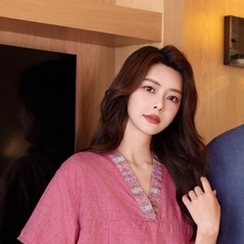 サウナグッズ 和風刺繍入り麻混紡上サウナウェア下セット