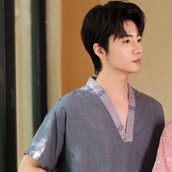 サウナグッズ 和風刺繍入り麻混紡上サウナウェア下セット