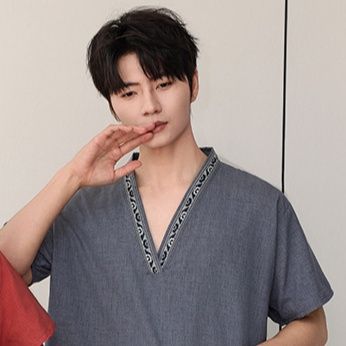 サウナグッズ 天然綿麻混紡半袖上下セットサウナウェア