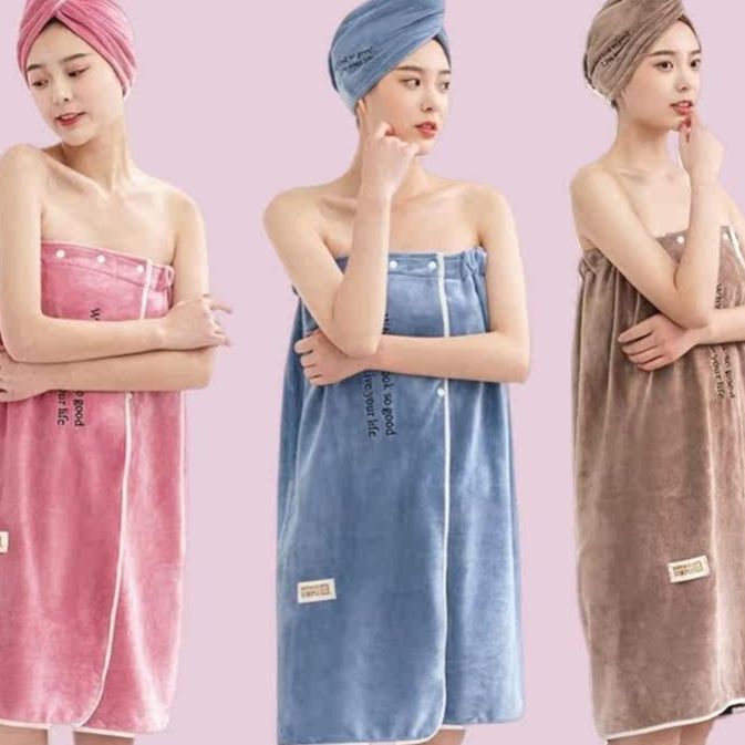 サウナグッズ 速乾ヘアキャップ付き巻きタオルセット