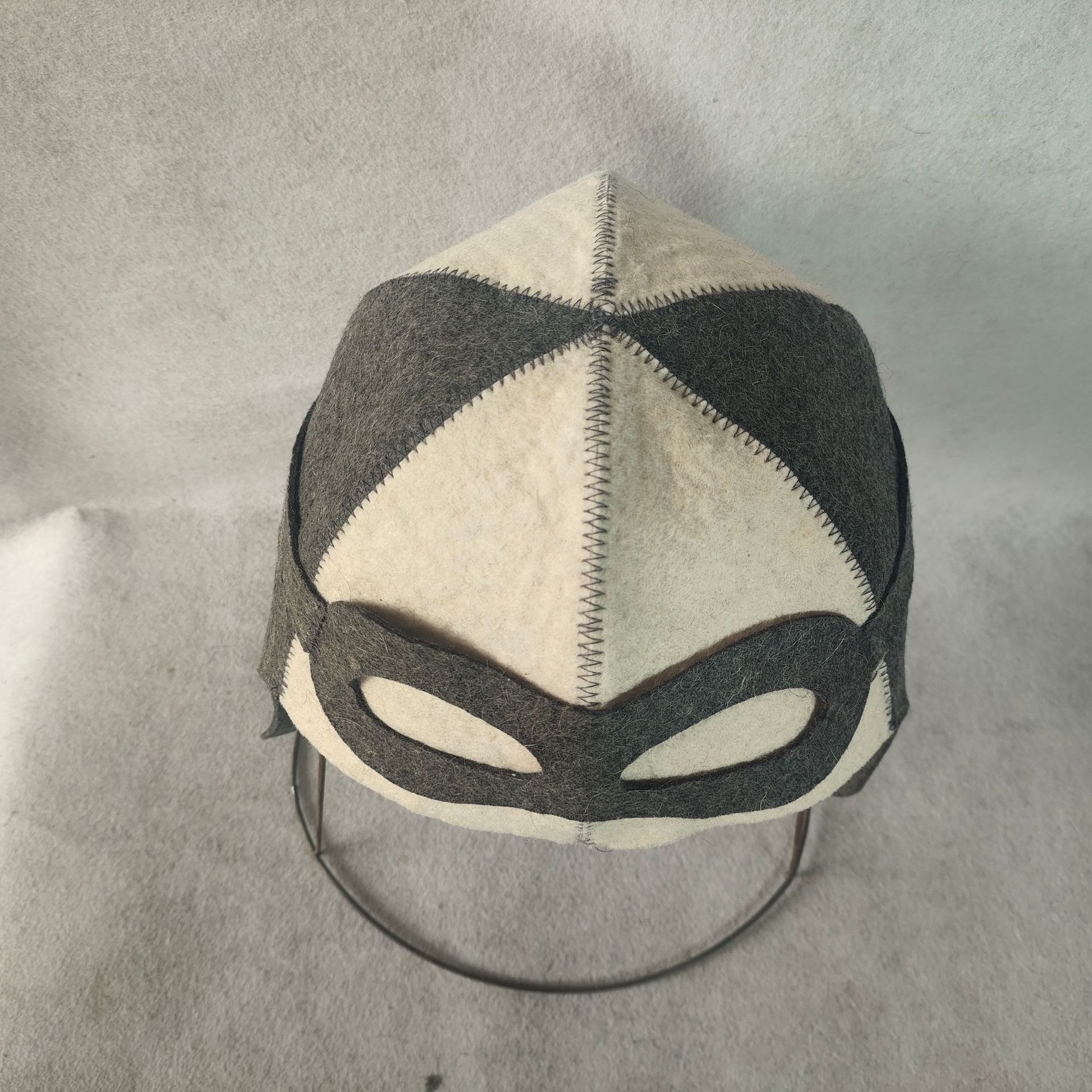 サウナグッズ 仮面デザイン羊毛フェルト製つば付きサウナハット