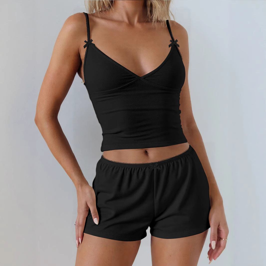 サウナグッズ リボンストラップ付きキャミソールショートパンツセット