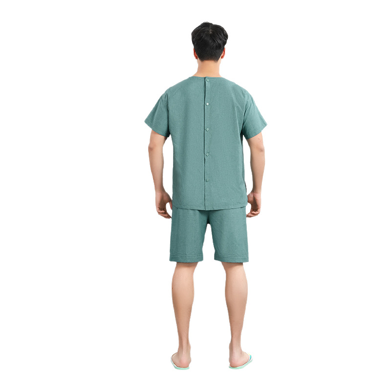 サウナグッズ 背面開閉式さらり麻混半袖サウナウェア