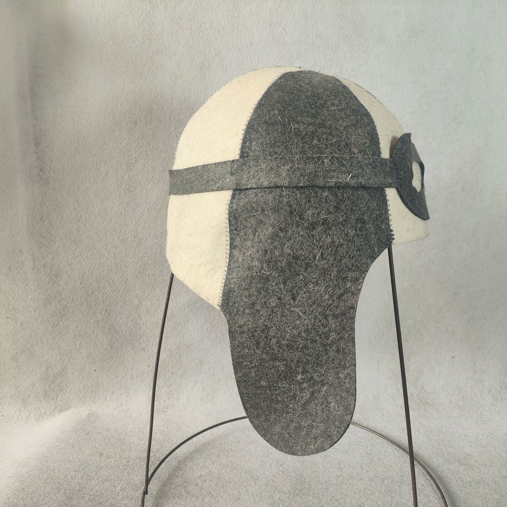 サウナグッズ 仮面デザイン羊毛フェルト製つば付きサウナハット