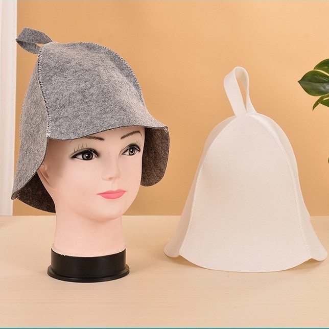 サウナグッズ 耳当て付き鐘型フェルトサウナハット