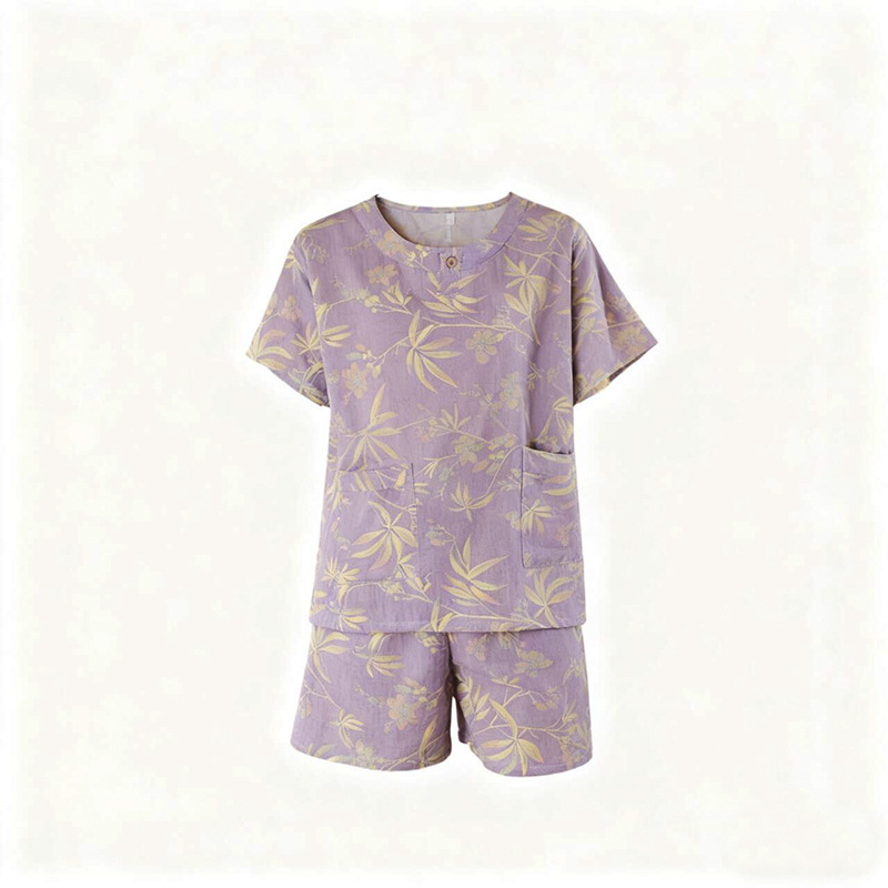 サウナグッズ 植物柄上下セット男女兼用サウナウェア