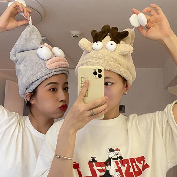 サウナグッズ 速乾吸水サウナハット 可愛い動物キャラクター髪乾燥帽子