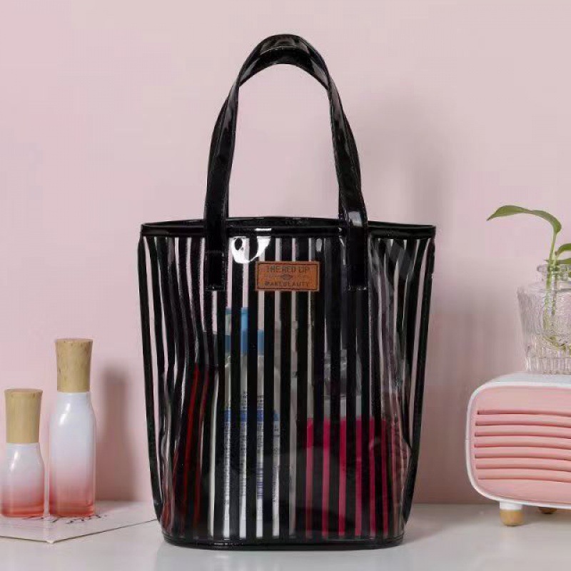 サウナグッズ 透明ストライプ サウナトートバッグ