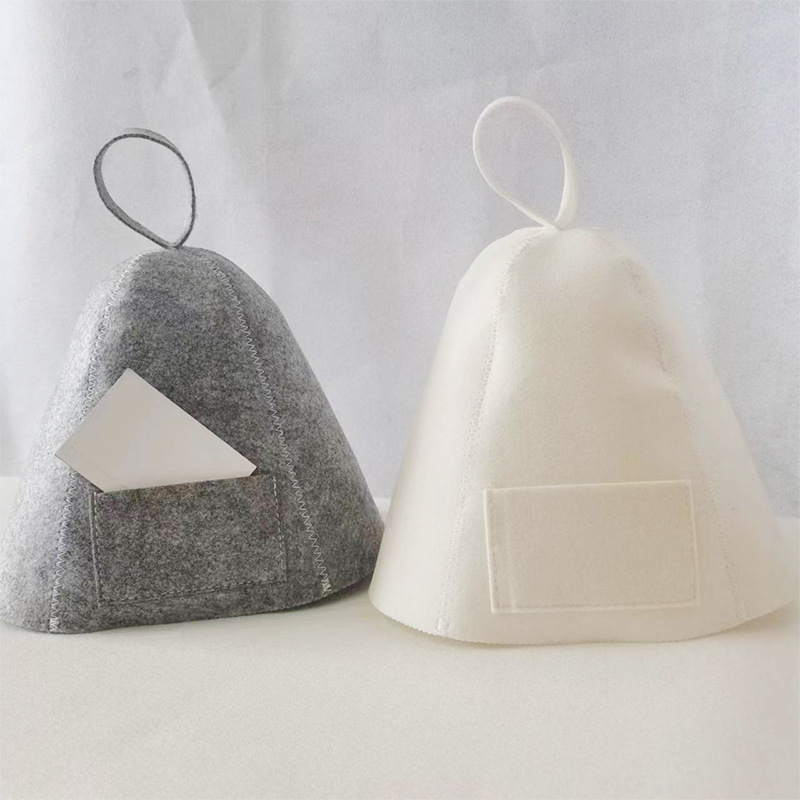 サウナグッズ 毛氈素材ポケット付きサウナハット