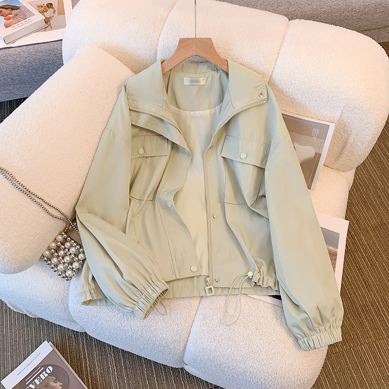 トラックジャケット 多機能ポケット付きスタンドカラートラックジャケット