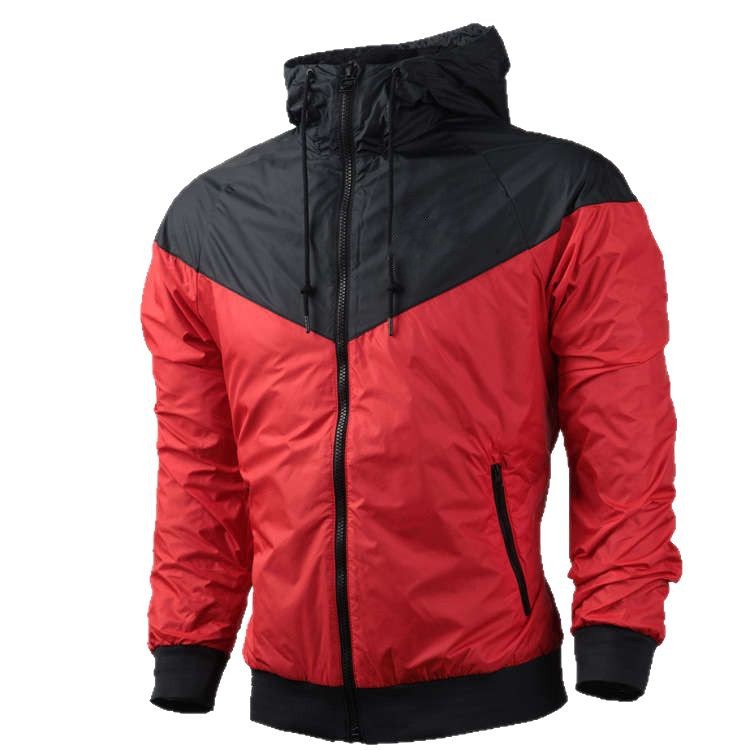 トラックジャケット ナイロン 軽量防風フード付きトラックジャケット