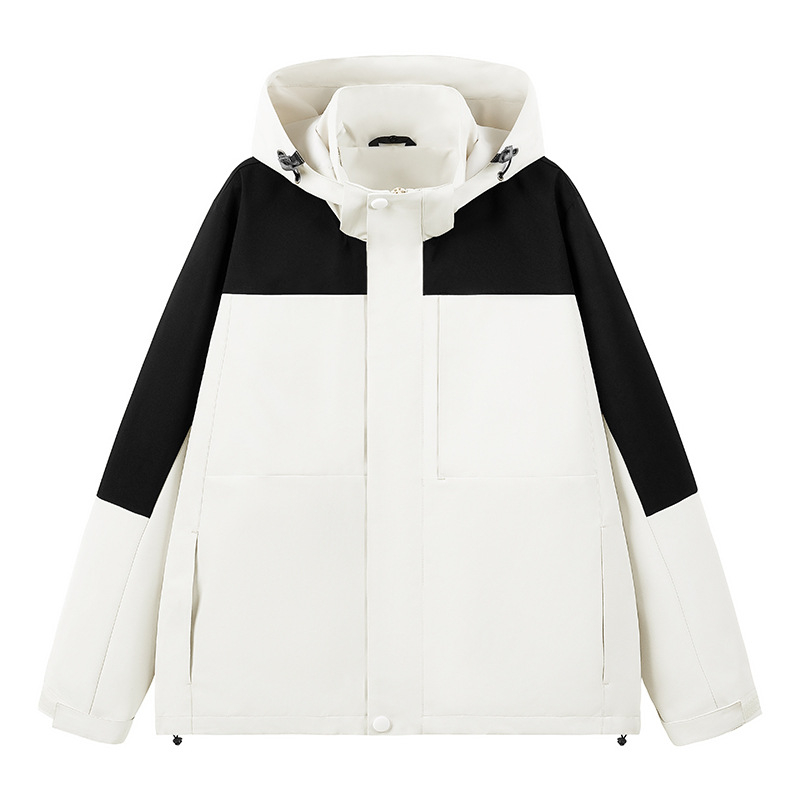 トラックジャケット 配色切替デザインフード付きナイロントラックジャケット