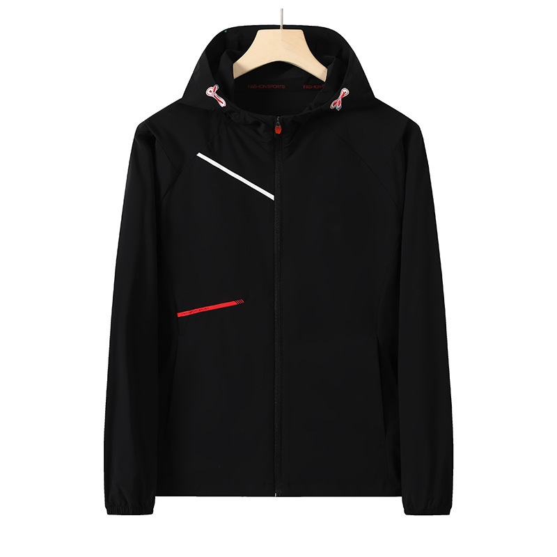 トラックジャケット 軽量防風フード付きトラックジャケット