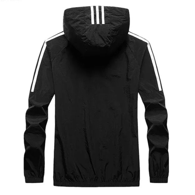 トラックジャケット ナイロン 三本線フード付きナイロンウインドブレーカー