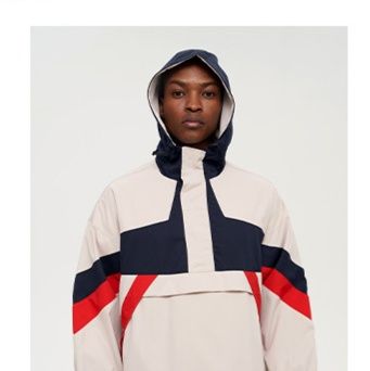 トラックジャケット ナイロン フード付き幾何学模様プルオーバートラックジャケット