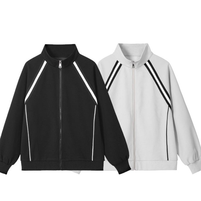 トラックジャケット スポーツライン入りスタンドカラージップアップジャージ