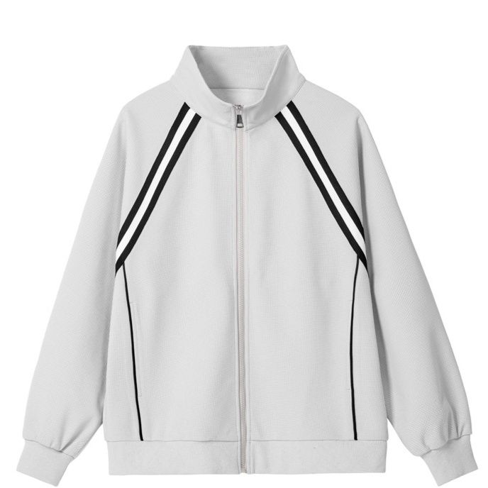 トラックジャケット スポーツライン入りスタンドカラージップアップジャージ