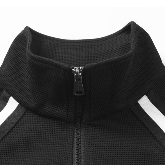 トラックジャケット スポーツライン入りスタンドカラージップアップジャージ