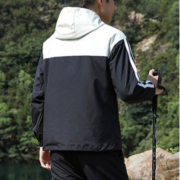 トラックジャケット 山岳風配色切り替えフード付きトラックジャケット