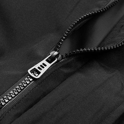 トラックジャケット 三本線袖ライン入りフード付きナイロンジャケット