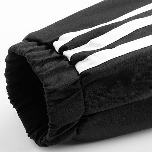 トラックジャケット 三本線袖ライン入りフード付きナイロンジャケット