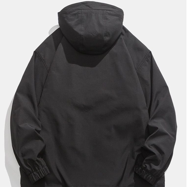 トラックジャケット 軽量撥水フード付きナイロンジップアップトラックジャケット
