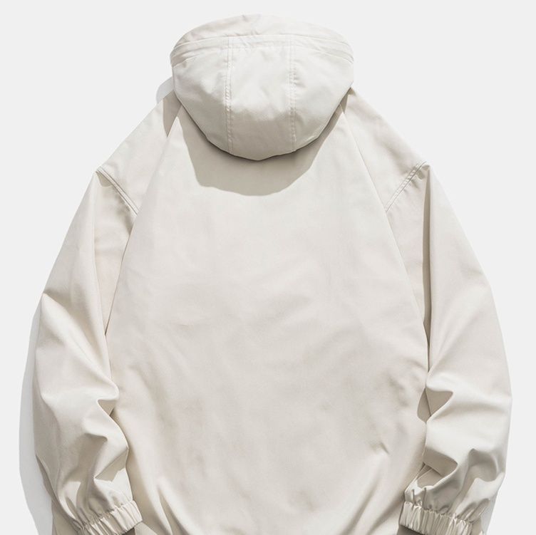 トラックジャケット 軽量撥水フード付きナイロンジップアップトラックジャケット
