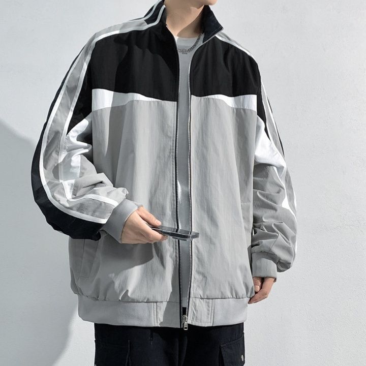トラックジャケット 配色切り替えデザイン立ち襟ジップアップトラックジャケット