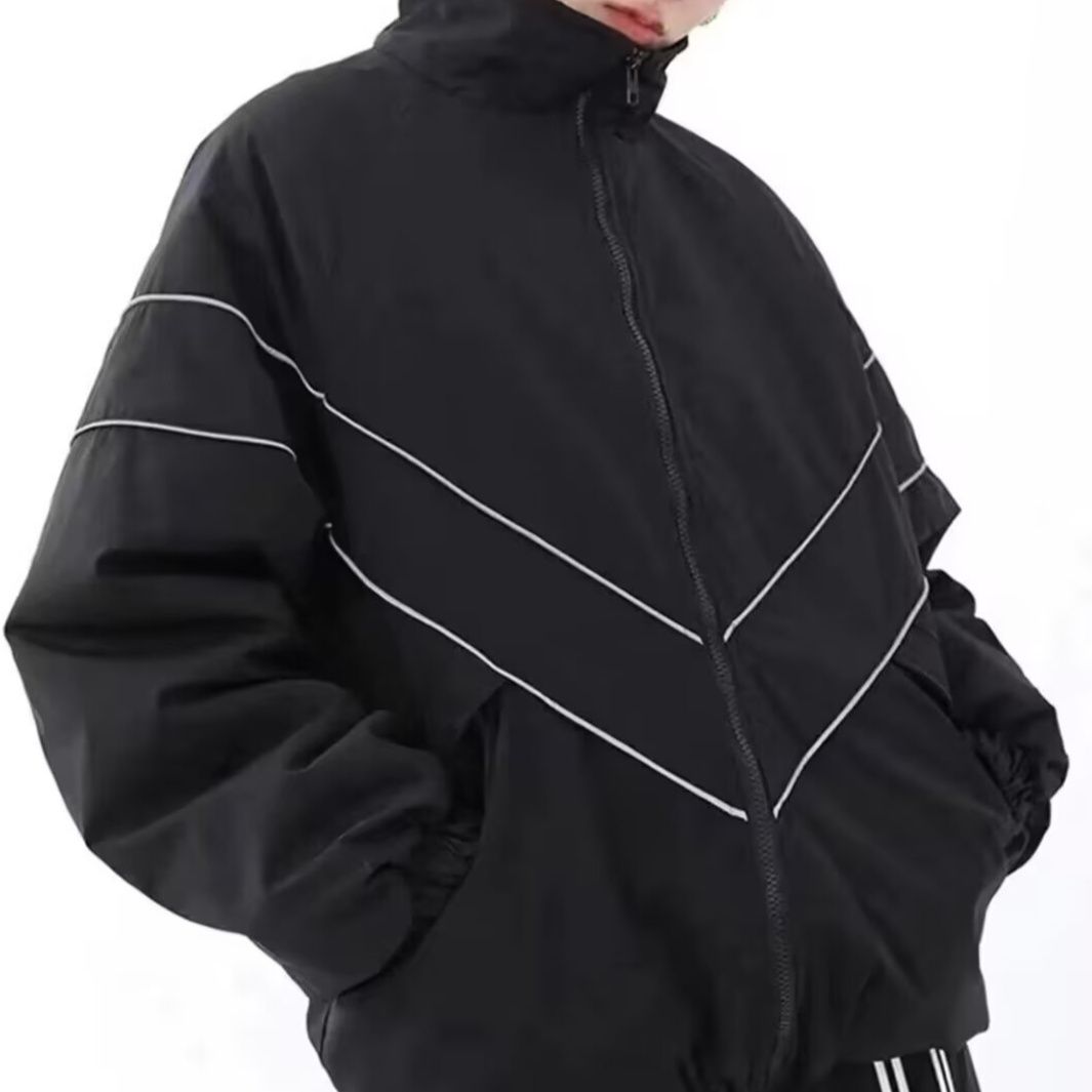 トラックジャケットナイロン リフレクターライン入りナイロントラックジャケット