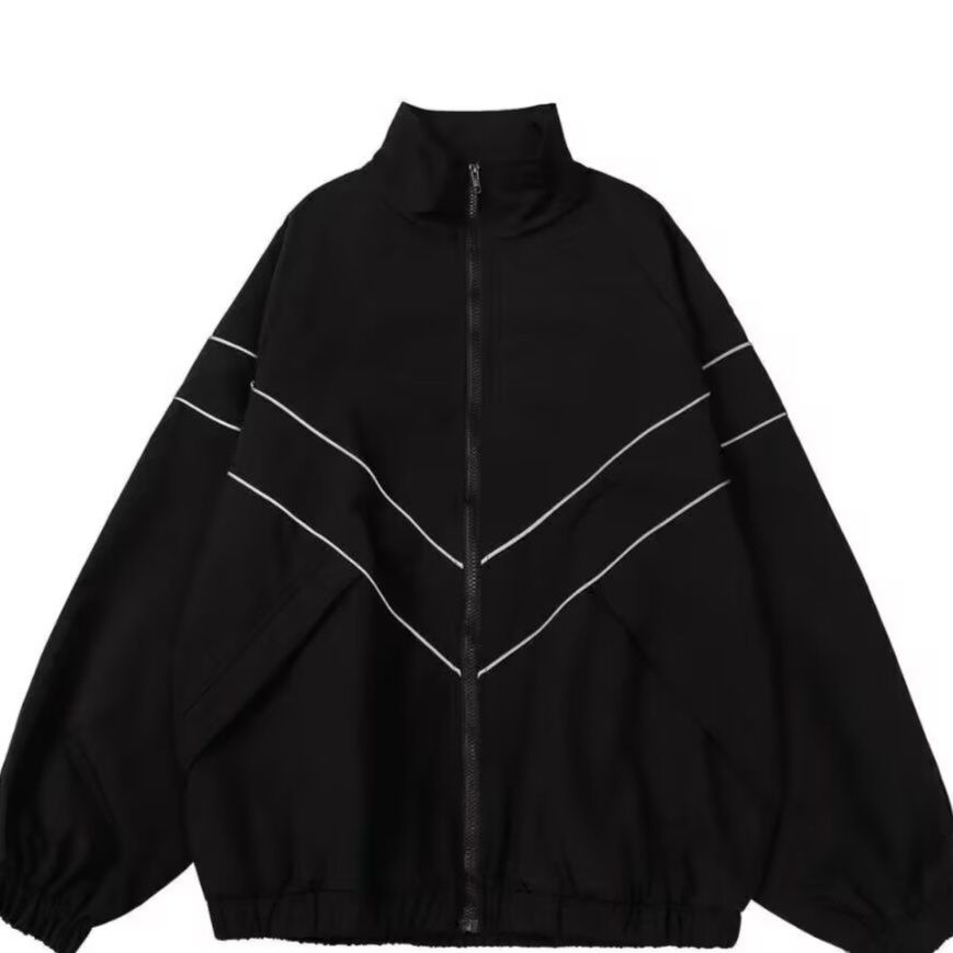 トラックジャケットナイロン リフレクターライン入りナイロントラックジャケット