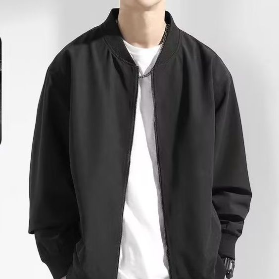 トラックジャケット ナイロンゆったりシルエット無地ナイロントラックジャケット