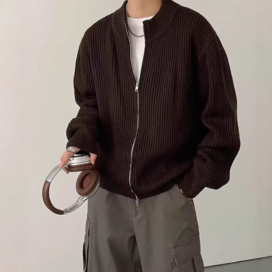 トラックジャケットコーデュロイ 畝織り素材の立体感ある襟付きジップアップジャケット