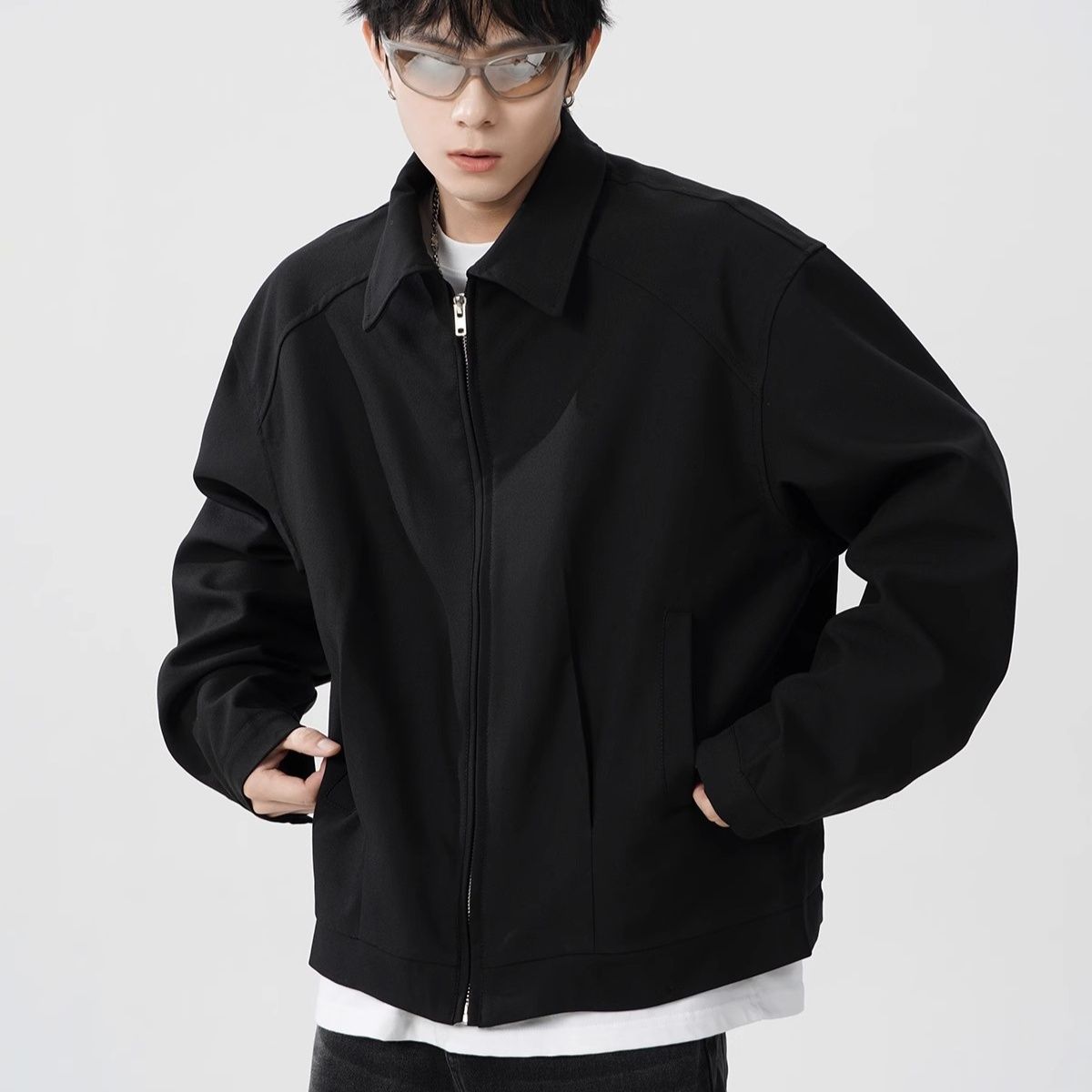 トラックジャケット オーバーサイズ襟付きジップアップトラックジャケット
