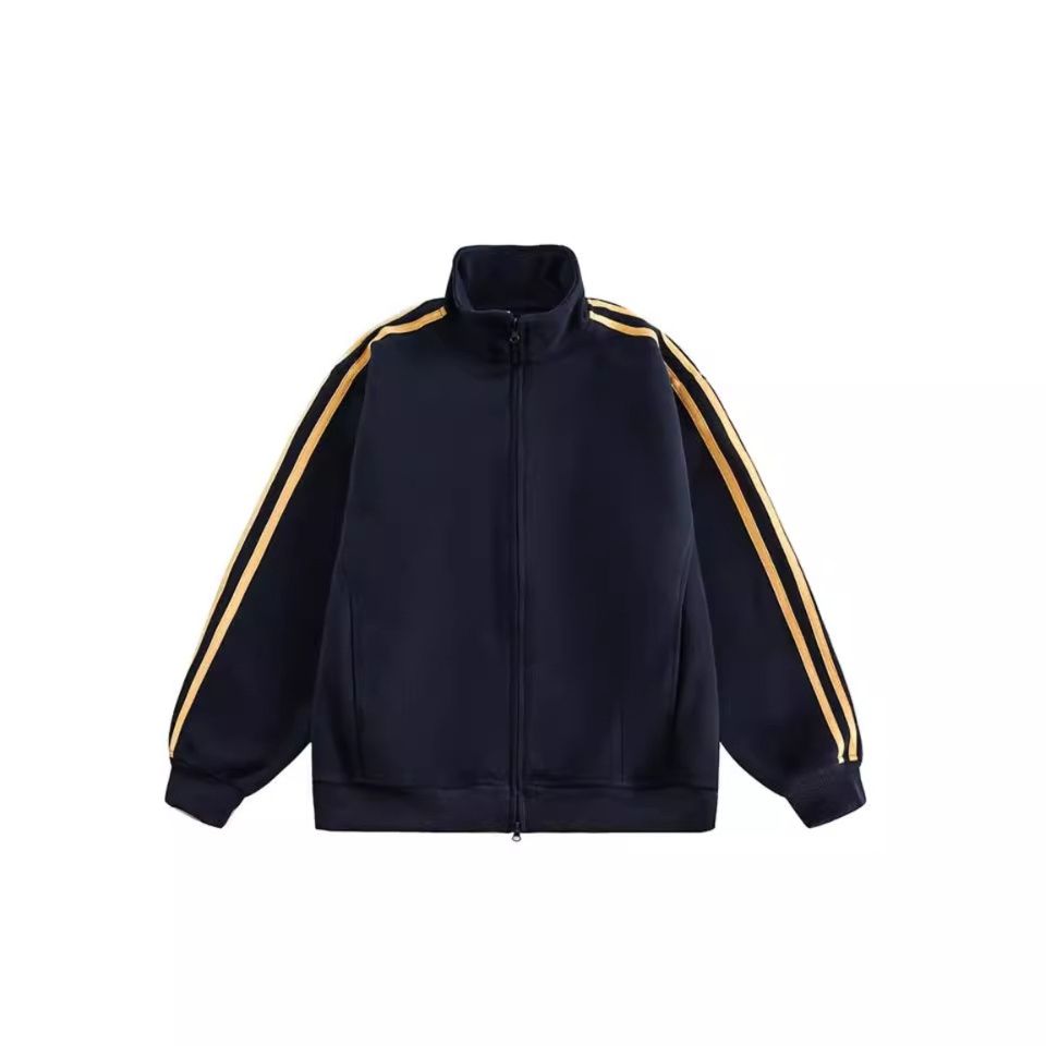 メンズトラックジャケット袖ライン付きジャージ