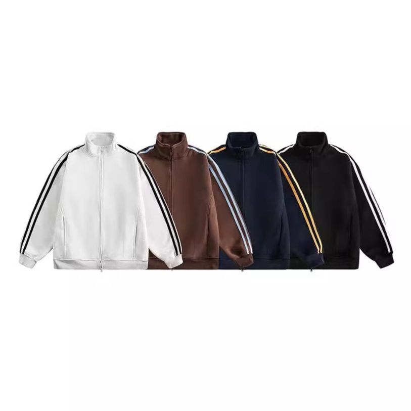 メンズトラックジャケット袖ライン付きジャージ