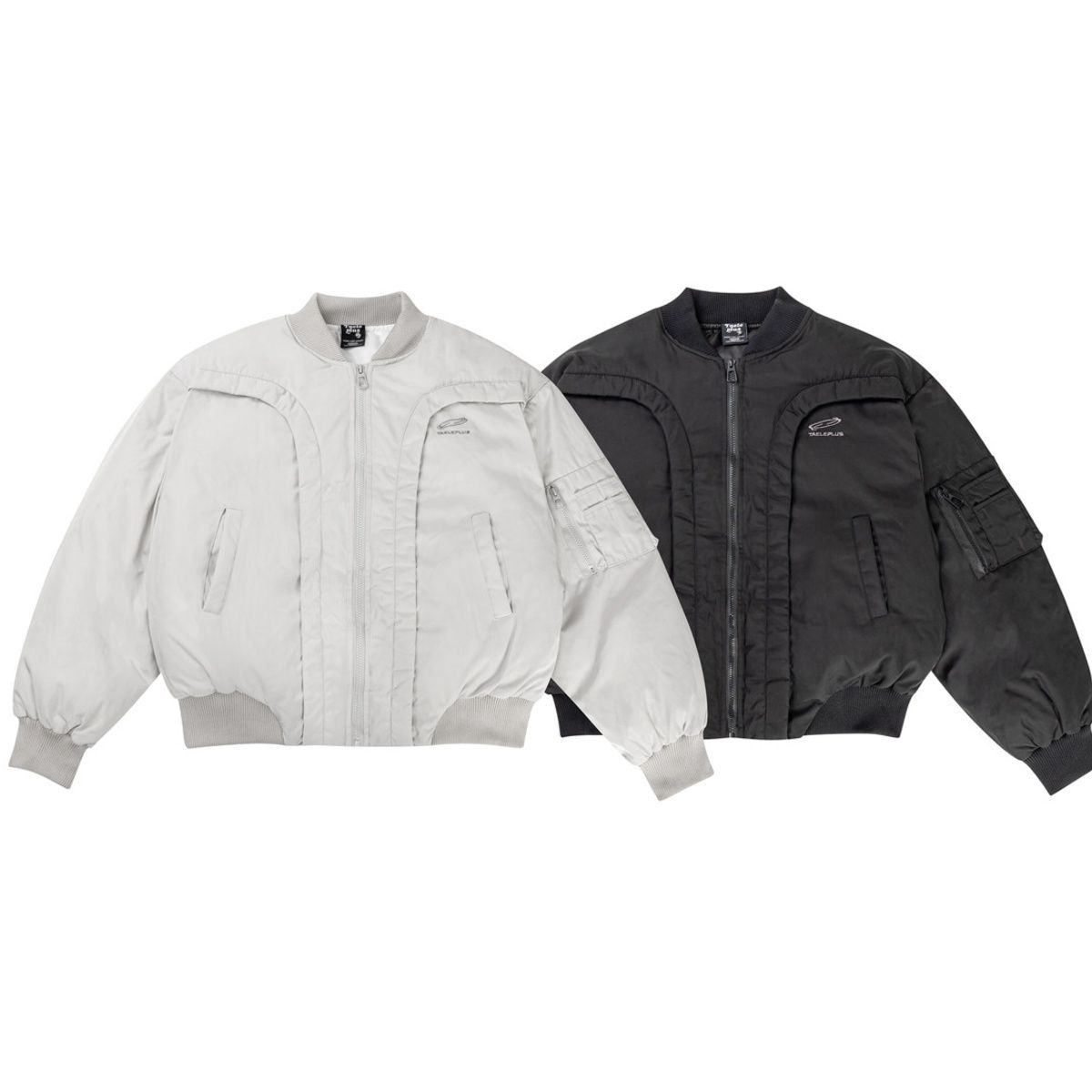 トラックジャケット 中綿入りボンバージャケット風トラックジャケット